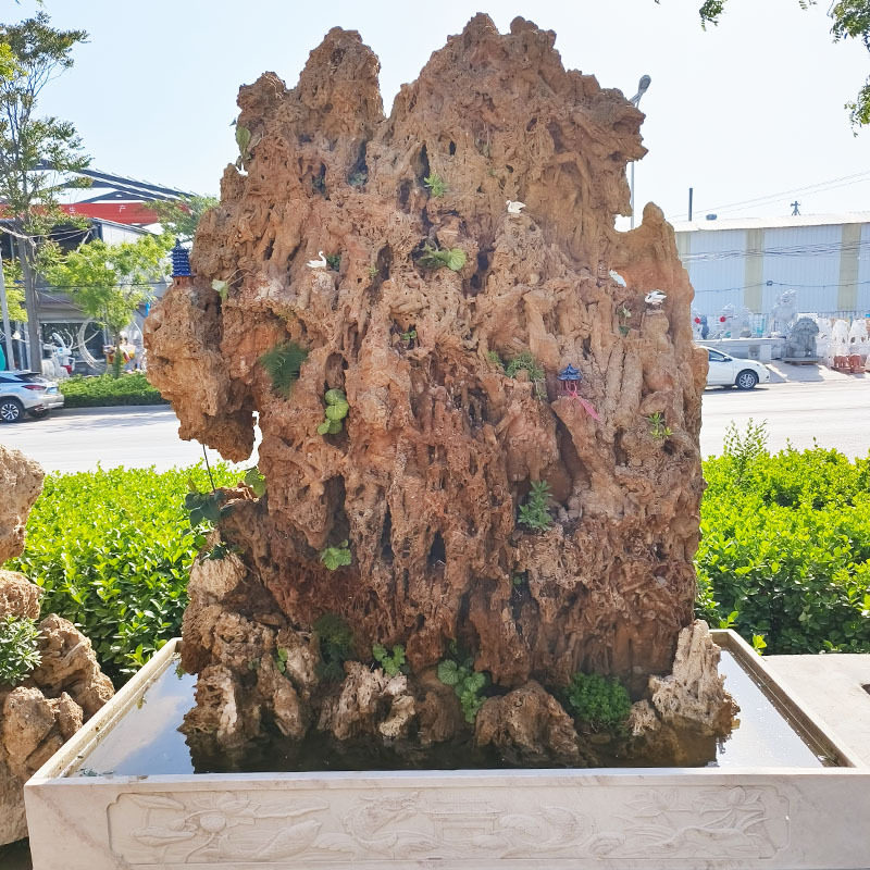 客厅大型天然吸水石原石假山盆景庭院鱼池上水石流水装饰造景摆件