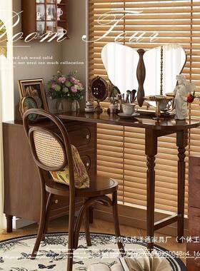 Z716T中古风实木法梳妆柜台斗一体小户型式古转角复化妆桌卧室床