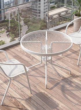 户阳台小桌椅三件套休闲34553桌椅白色组合外折叠小型户茶茶几