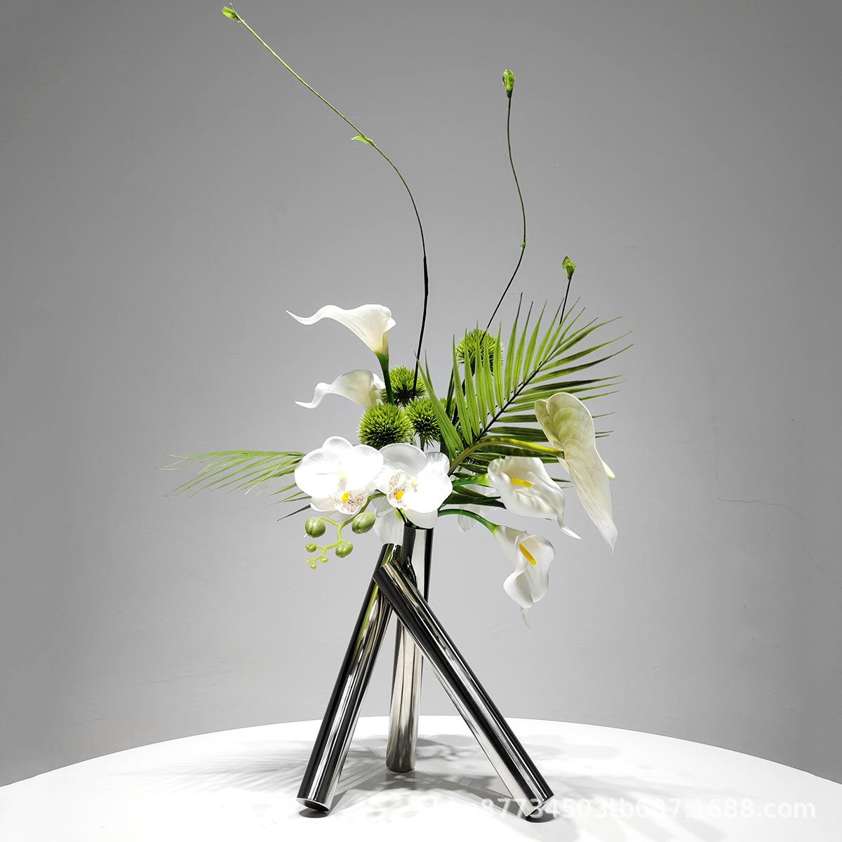 轻高档仿真花艺茶几花客厅餐桌假花摆件创CRS瓶意几何花奢插装饰