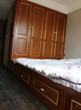 法式木全简约美式纯实木榻榻米床衣柜书桌书柜一体橡屋定工KJB制