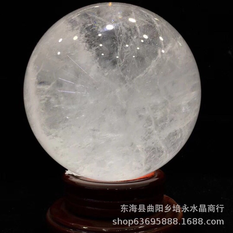 天然白水晶球摆件厂家直销包邮