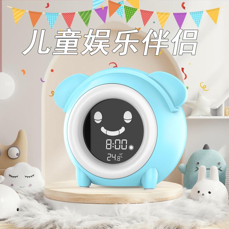 闹创意头卡通狗儿童睡眠学生卧室床电子钟186带LED灯台唤醒钟