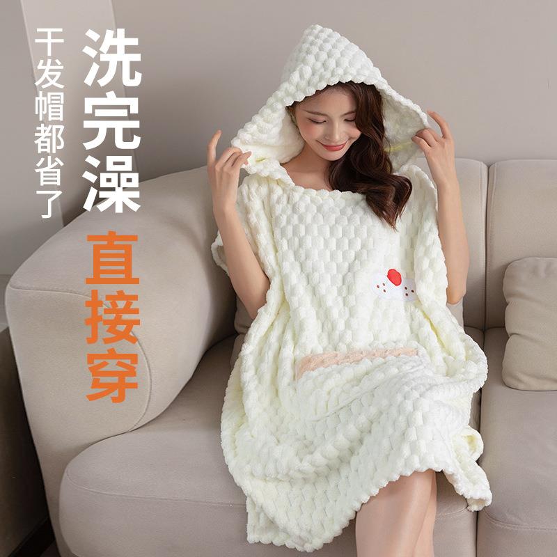 夏季浴袍穿式浴2673巾205新款比纯棉吸水速大干人洗澡可浴裙女