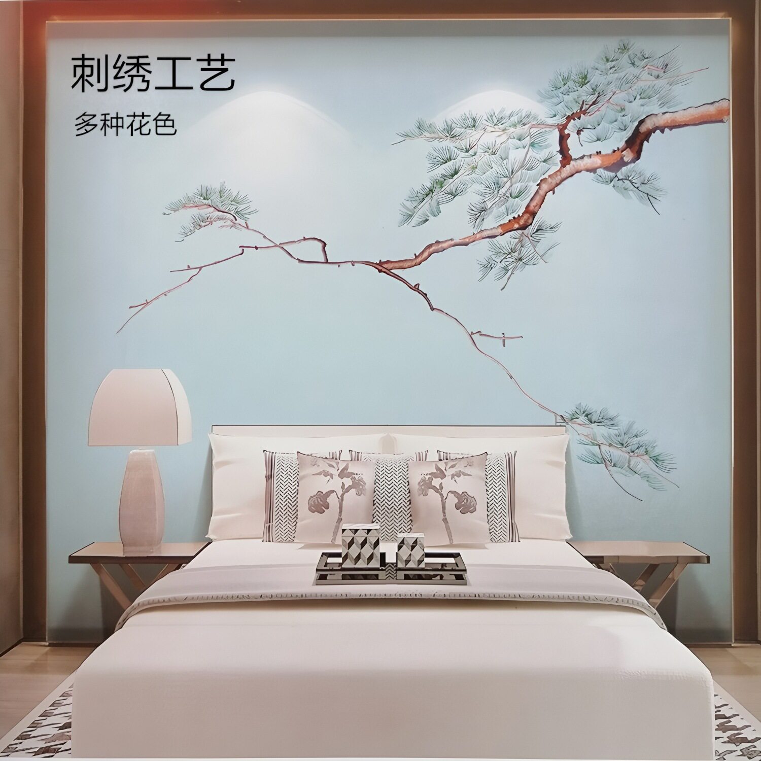 墙布壁布独秀墙布厂家沙发背景画高级感刺绣墙布欧式大花独秀墙布