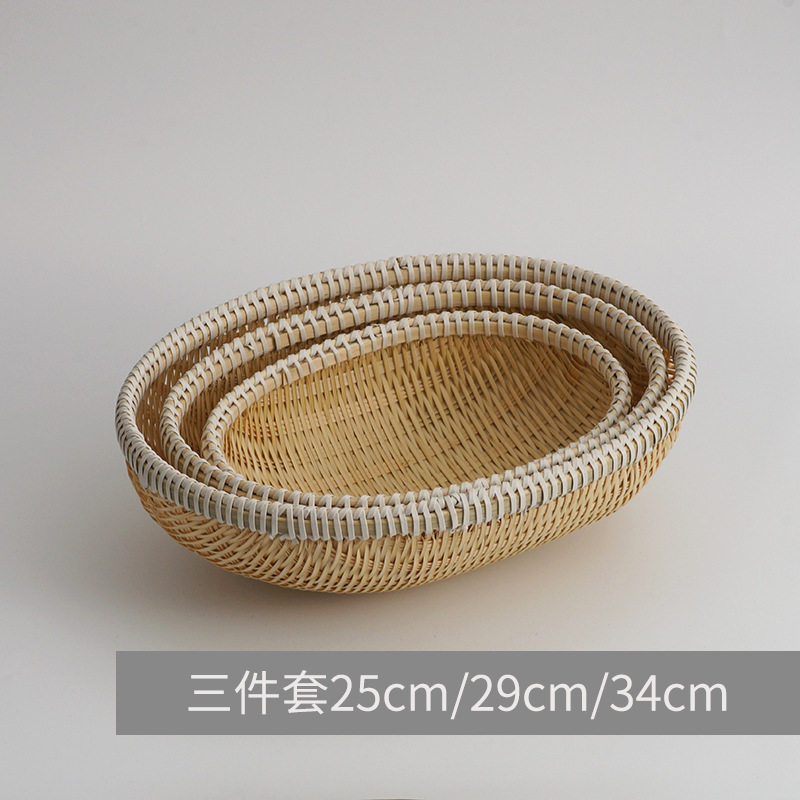 创意手工竹编制品篮子椭圆形家用馒头筐竹子箩筐果篮收纳筐竹筐篮