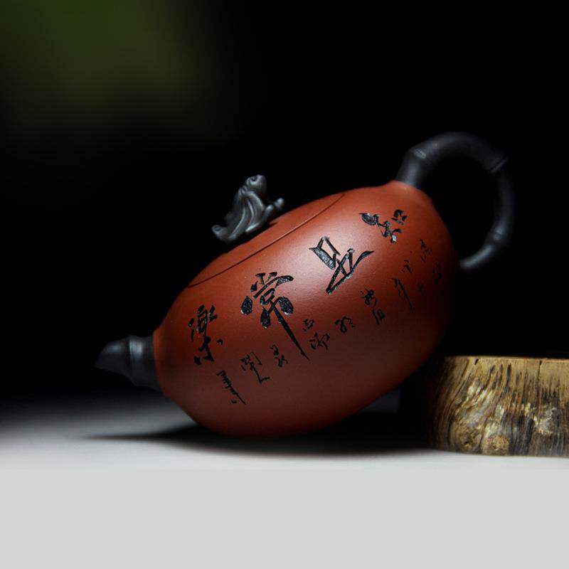 宜兴绿茶ZPK紫砂壶纯全手家工原清水泥用矿知足常乐祝福茶泡壶