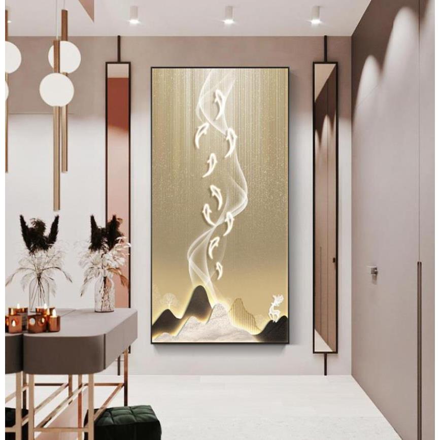 现灯光画00代轻奢关LED灯带装饰画鱼好入寓意走廊过道壁图画户挂