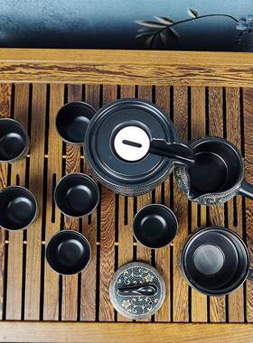 复古创意旋转陶瓷具42621茶套家用陶瓷功石装磨夫泡茶器