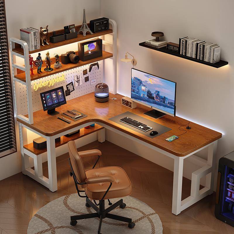 室转角电脑桌人家用L35683型电桌卧台式竞书桌书双架组合拐角办公