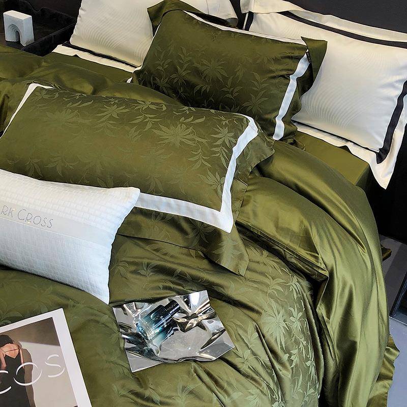 夏季款AVG轻奢端00裸支兰精天1高丝棉提花四件套睡被套床单床上用