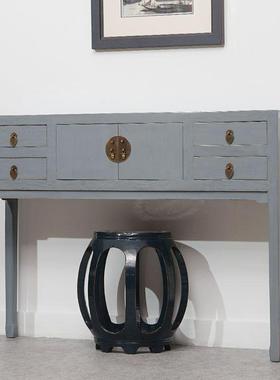 新中实木复玄关台古式无品牌/艺术古典榆木柜灰色现代简约玄关设