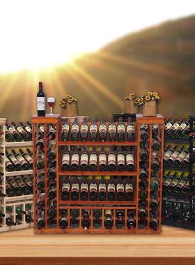 用家红酒架简约酒置地物架摆件客厅酒红吧落多层GSU陈列架木质酒