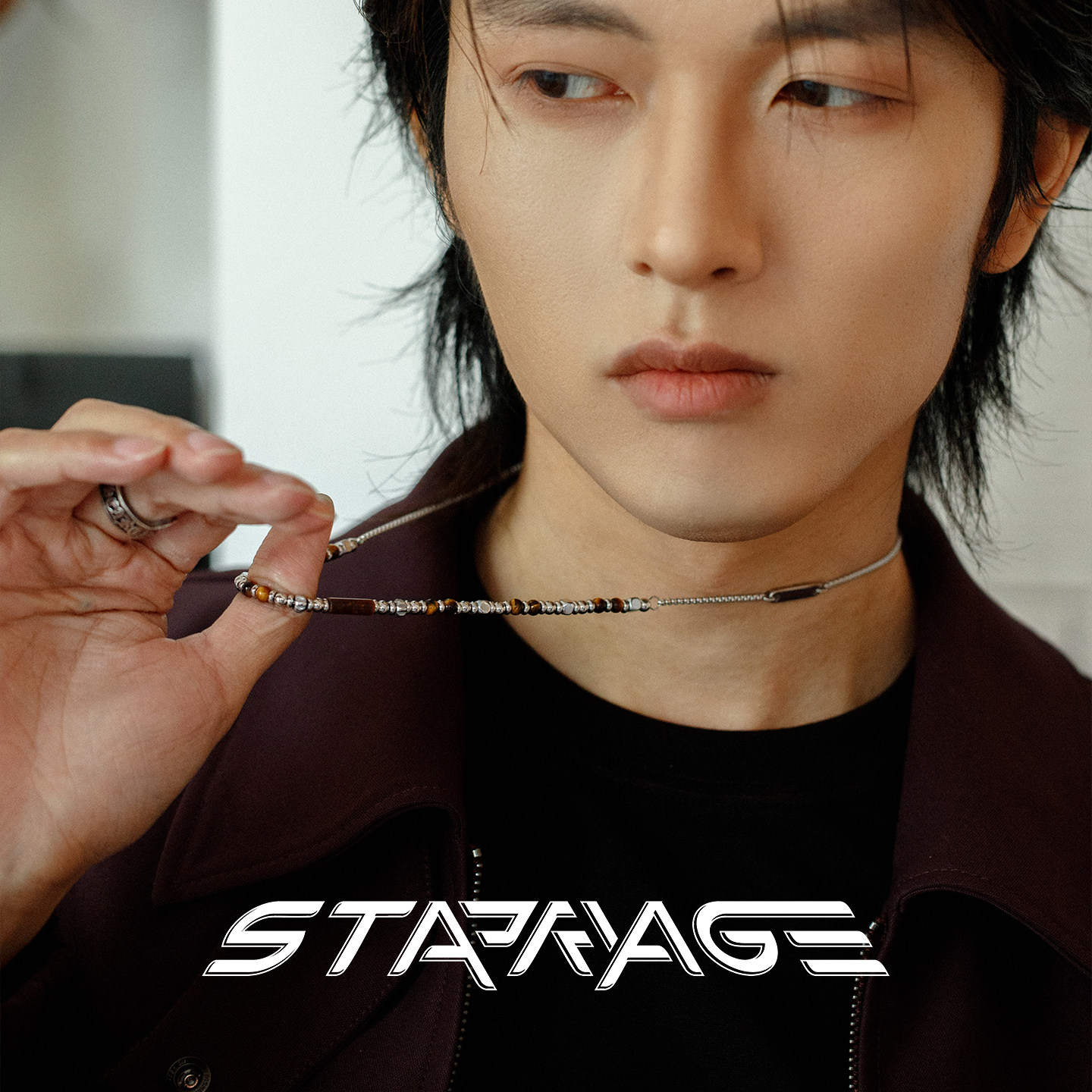 星宇纪 琥珀原创项链男款小众设计高级感钛钢配饰痞帅饰品项圈男