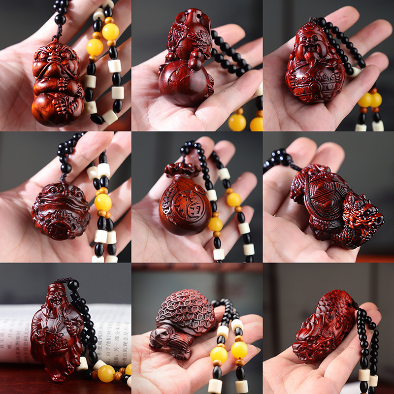 小叶紫檀手把件木雕貔貅财神吊坠挂件工艺品直播地摊爆款