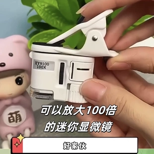手持显微镜儿童观察创意玩具 100倍迷你显微镜可夹手机高清便携式