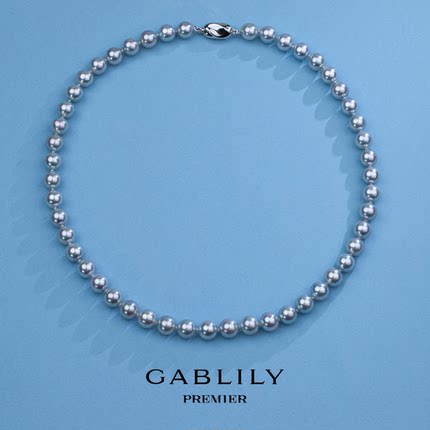 珈白丽海水珍珠Akoya真多麻色S925银项链8-9mm