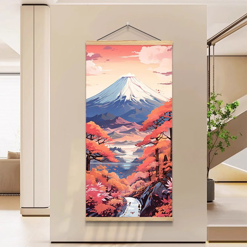 ins风北欧油画挂画客厅卧室玄关布置免打孔电表箱遮挡装饰画挂布