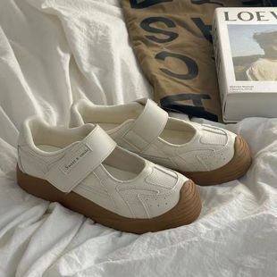 小众设计感学生休闲百搭鞋 魔术贴包头凉鞋 小白鞋 新款 子 女2024夏季