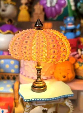 海胆灯复古发光海胆壳小夜灯diy桌面氛围灯卧室客厅房间装饰摆件