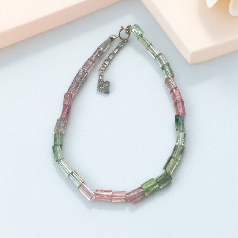 超美治愈天然马卡龙碧玺冰透纯净体随型手链时尚精致百搭正品保证