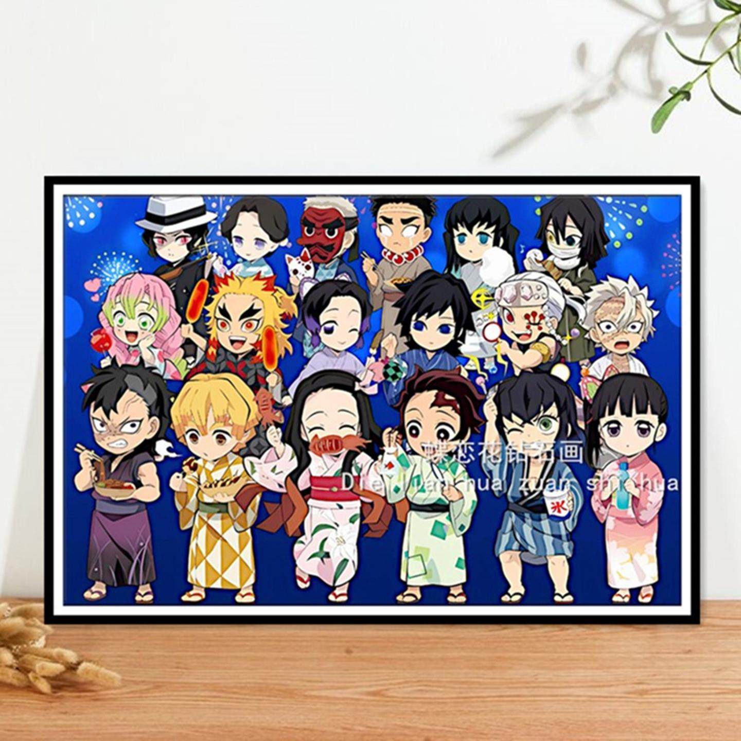 diy卡通动漫鬼灭之刃全家福炭治郎钻石画方圆满钻线绣印花十字绣,居家布艺,十字绣套件,淘宝优惠券,粉丝福利购,淘宝优惠卷