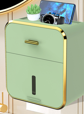 双层大容量纸巾盒免打孔壁挂式卫生间厕纸盒浴室卷纸器厕所收纳盒