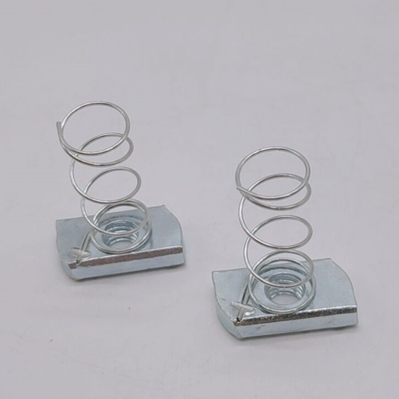 镀锌弹簧螺母 C型钢配件长方形方型铁带弹簧 弹簧螺帽 M6M8M10M12