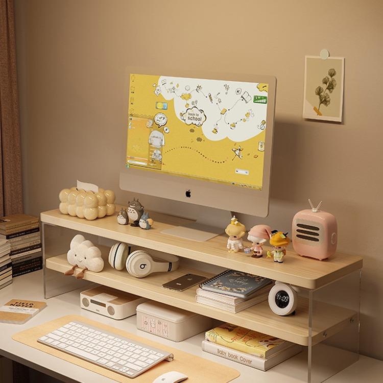 台式电脑增高架显示器亚克力桌面置物架笔记本支架办公桌收纳神器