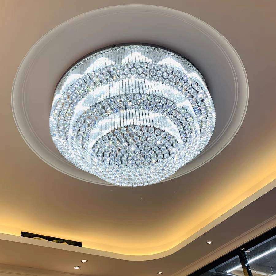 酒店大堂圆形水晶灯餐饮饭店包厢包间水晶吸顶灯豪华别墅客厅主灯