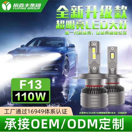 跨境110瓦大功率LED汽车大灯灯泡通用车型改装升级远近光工厂