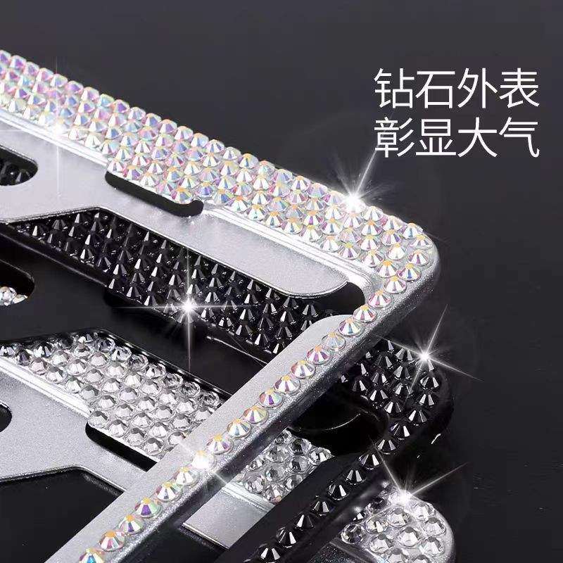 精品钻石车牌架水钻平底钻牌照框镶钻带钻号牌框架 炫彩