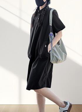 冰感速干纯色长裙2024夏季薄款polo连衣裙户外运动休闲裙子21516