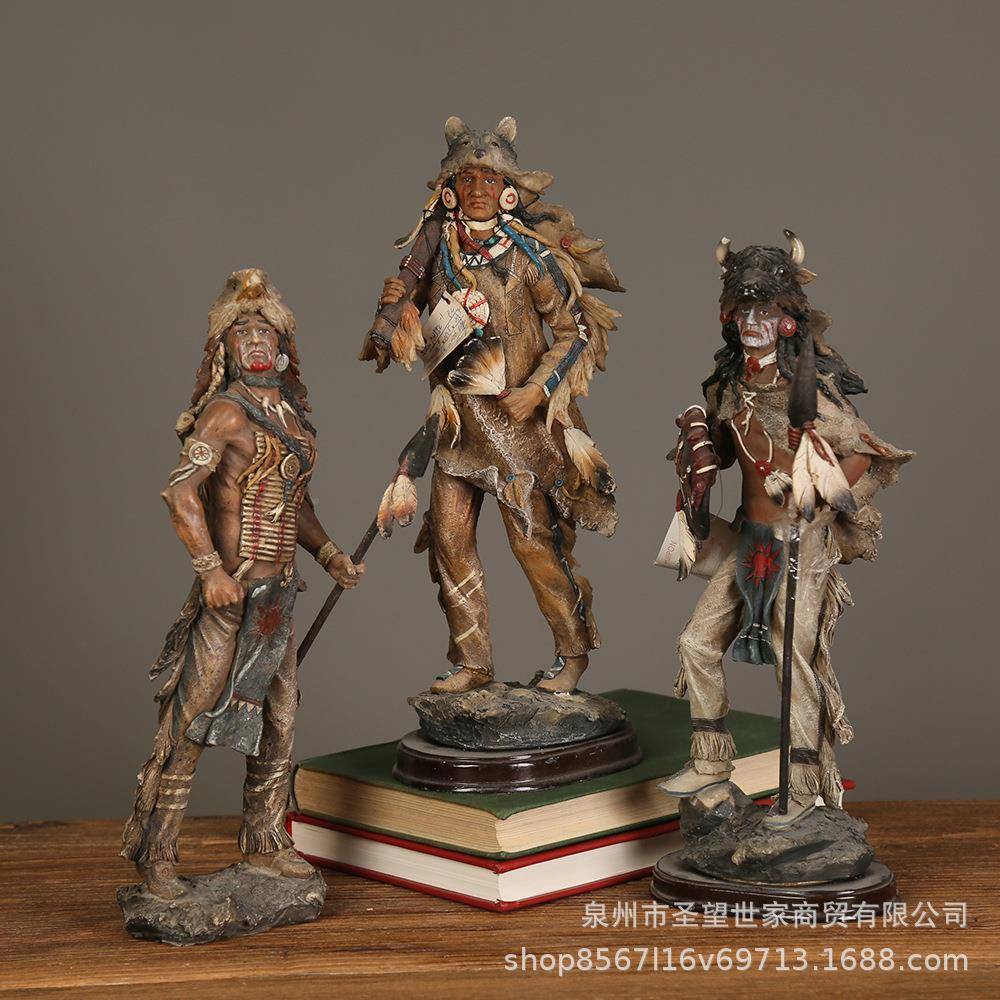 印第安人现货印第安人雕像写实非洲面部落摆创意树脂件工艺品桌装
