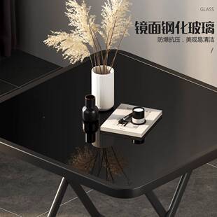 K叠方桌×家用小桌户璃型餐桌宿舍出租折屋F765T8H8折叠饭钢化玻