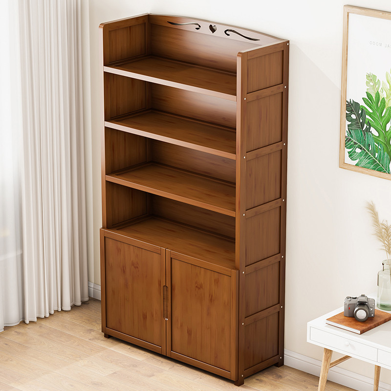 楠竹卧室书架置物架落地简易阅读书柜多层架子收纳储物柜客厅家用
