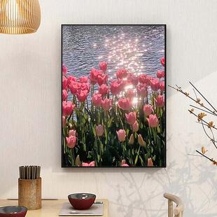 百丝特水边郁金香梦幻花卉唯美艺术品质心意七夕礼物钻石贴画
