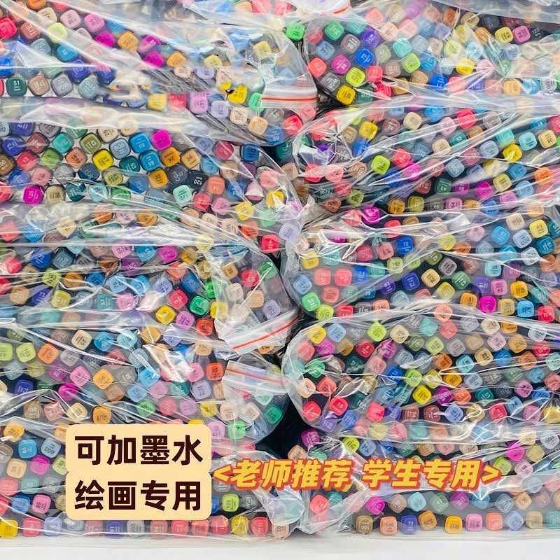 100支Touch黑杆双头马克笔颜色不重复日期新鲜画室手绘散装油性