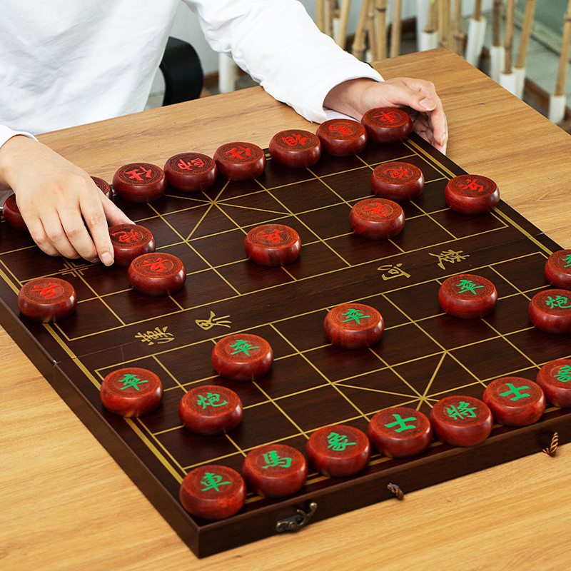 象棋中国象棋带棋盘实木小学生红花梨红木大号黑檀木象棋子送长辈