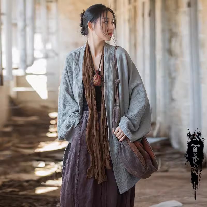 大码胖mm禅意女装2025早春新款打坐禅服女复古纯色长袖太极外套潮