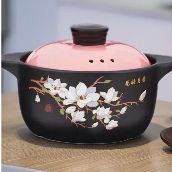 厨小亲4.2L升花好月圆砂锅家用煲汤炖锅陶瓷汤锅明火煲仔饭家用