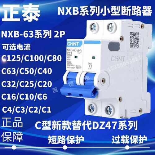 NXB-63 2P C125 100 80 63 40 32 25 20 16 10 6 C型小型断路
