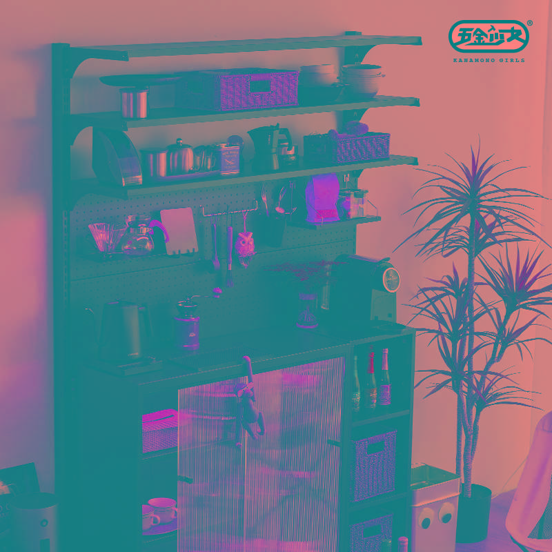 五金少女黑色洞洞板书架置物架落地靠墙网红书桌一体铁艺多层收纳