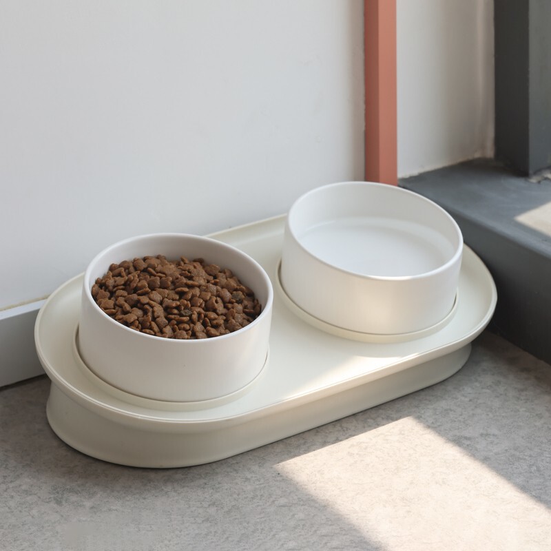 猫碗陶瓷双碗狗碗猫食盆保护颈椎猫粮盆喝水碗狗盆防打翻宠物用