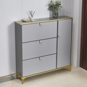 轻奢全铝合金翻斗超薄鞋 柜家用门口户外防水防晒小户型窄款 收纳柜