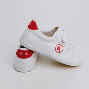 双星儿童武术鞋运动鞋帆布鞋练功鞋男女软底牛筋底小白搭扣魔术贴