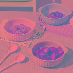 双耳蒸蛋碗空气炸锅耐高温烤碗烤箱专用焗饭碗家用陶瓷水果沙拉盘