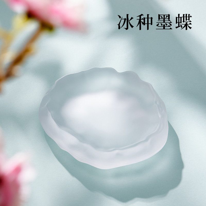 琉璃墨蝶砚台冰种墨碟毛笔书法专用墨盘创意文房四宝墨汁碟初学用