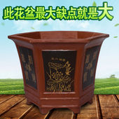 紫砂花盆 特大号六角花盆 盆栽盆景铁树树桩陶瓷花盆清仓 特价 包邮