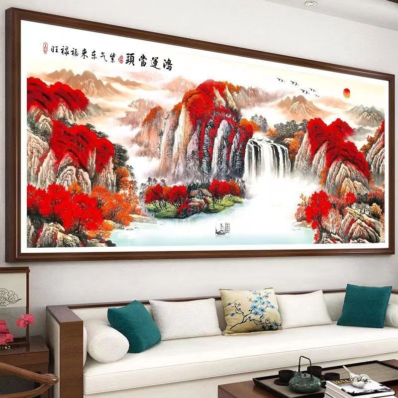 鸿运当头福禄旺十字绣2023新款线绣客厅大气中式印花满绣刺绣手工